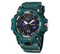 SMAEL Men's Watches Sports Outdoor Waterproof Military Watch Date Multi Function Tactics LED Alarm Stopwatch Watches for Men Camo SM_8008, Camo Green_8008, Sport