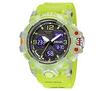 SMAEL Watches Fashion Men Sports 5ATM Waterproof Watch Multi Function LED Digital Shockproof Stylish Outdoor Watches for Men, Green Fluorescent-8008, Sports
