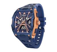 SMAEL Watches for Men Unique Eiffel Tower Tonneau Blue Wristwatch with Digital Analog Dual Time Display Countdown Stopwatch Punk Cool Design 5ATM Waterproof 8131