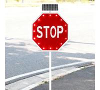 smafoseedding 2025 Upgraded Solar Led Stop Sign With 24 High-Visibility Flashing Beads, 2500ft Visibility Range & Ip65 Waterproof, Durable Aluminum Traffic Sign For Road Intersections 80cm/31.5in