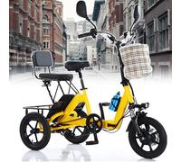 smafoseedding Heavy-Duty Adult Electric Trike,11-20km/H 45km Range - 3-Wheel Foldable Cargo Electric Tricycle With Storage Basket & 180kg Capacity,Outdoor Commuting Solution Yellow