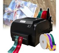 smafoseedding Party Favor Ribbon Maker,Crafts Ribbon Printer,With Ribbon Holder,With Three Rolls Of 90m Ribbon,Printing Resolution: 200 DPI,Print Simple Plain Text, Patterns, Logos,doublerow