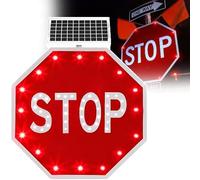smafoseedding Professional Solar Powered Flashing Stop Sign, 60/80cm Large Octagonal Design With Reflective Film, 5-Day Battery Backup & Automatic Night, Heavy-Duty Road Safety Equipment 80cm/31.5in
