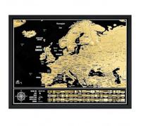 SMAGOS Scratch Off Map of Europe with Black Frame - Travel Tracker Map with Country Flags - 42 x 32 cm