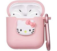 SMAIGE Compatible with Airpods 2 and 1 Case with Keychain, Soft Silicone Skin Case Cover Shock-Absorbing Protective Case-Cartoon Design for Girl and Women (Pink Cat)