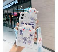 SMAIGE Compatible with iPhone 12 Case 6.1 inch,Shock-Absorption Grily Case Cover with Makeup Mirror and Lanyard, Cute Kawaii Anime Cartoon Design for Kids Teens Young Girls Women