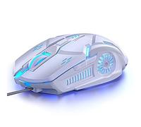 SMAIGE Gaming Mouse Wired, USB Computer Mice for Game & Daily, Chroma RGB Backlit, 4 Adjustable DPI Up to 3200 DPI, Comfortable Grip Ergonomic Mice for PC, Laptop, Mac, Windows (White)