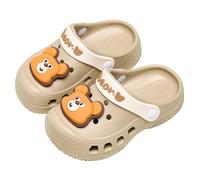 SMajong Children's Clogs Mules Boys Girls Garden Shoes Breathable Sandals Slippers Bathing Shoes Non-Slip Slippers 19-33 EU, Style C Khaki, 7.5/8.5 UK Child