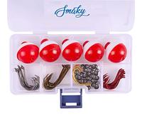 Smaky Fishing Tackle Kit Beginners Equipment 80 Pcs-Includes Fishing Hooks Bobbers Circle Octopus Hooks Sinkers| Starter Kit for Artificial and Live Baits (80-Pcs)