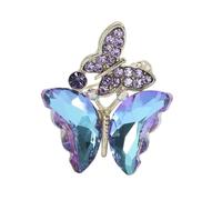Smal Crystal Two Butterfly Brooch - Sparkly Wings with Gem Detail - Luxury Pin for Coats or Gowns