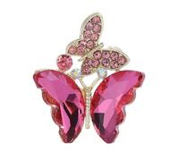 Smal Crystal Two Butterfly Brooch - Sparkly Wings with Gem Detail - Luxury Pin for Coats or Gowns