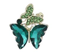 Smal Crystal Two Butterfly Brooch - Sparkly Wings with Gem Detail - Luxury Pin for Coats or Gowns