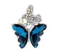Smal Crystal Two Butterfly Brooch - Sparkly Wings with Gem Detail - Luxury Pin for Coats or Gowns