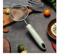 Small 1 Pc Kitchen Colander 304 Stainless Steel Flour Sieve Vegetables Residue Strainer with Plastic Handle Oil Filter Spoon