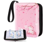 Small 1 Pocket Card Binder for Cards,Mini Trading Card Binder Holder Fits 80 Cards with 40 Removable Sleeves,Card Collection Binder Album Book Case for TCG,MTG,Sports Games (Sakura Cat)