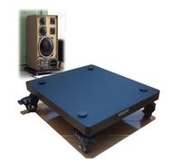 Small 1 Tier AV Media Stand with Casters, Compact HiFi Audio Tower Rack for Speakers CD Player, Corner Shelf Unit for Living Room Bedroom Office, 35x40cm
