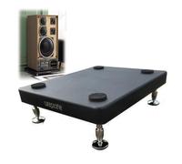 Small 1 Tier AV Media Stand with Casters, Compact HiFi Audio Tower Rack for Speakers CD Player, Corner Shelf Unit for Living Room Bedroom Office, 35x40cm