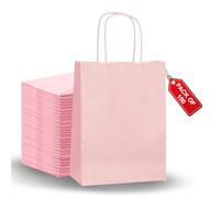 SMALL 100 Pcs Paper party bags for kids party - Gift carrier with twisted handles - Pink gift bags Perfect for Thanksgiving, Anniversary, Kids Birthday, Weddings, Baby Showers (31×21×11 CM)
