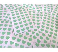 Small 10x8mm (0.4"x0.8") Heart Shape Colour Code Stickers - Packs of 256 Small Coloured Hearts Sticky Labels for Craft, Card-Making & Decoration - 32 Colours Available (Light Green)