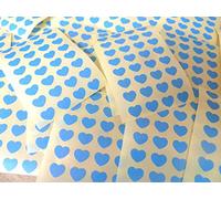 Small 10x8mm (0.4"x0.8") Heart Shape Colour Code Stickers - Packs of 256 Small Coloured Hearts Sticky Labels for Craft, Card-Making & Decoration - 32 Colours Available (Mid Blue)