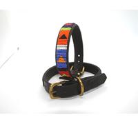Small 12"-14" terrier hand-beaded leather collars from the Masai Mara ("Bright" beading)