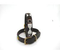 Small 12"-14" Terrier Hand-beaded leather collars from the Masai Mara ("Earth" beading)