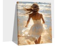 Small 12x16in Paint by Numbers Woman Paint by Numbers for Adults Kits Beach DIY Easy Canvas Crafts Oil Painting for Adults with Brushes and Acrylic, Home Room Art Decor Women Hobby Gifts YX-220