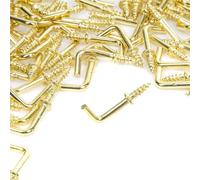Small 13mm Dresser Hooks Electro Brass Screw in Dresser Hooks Cup Hook L Shape Hanger Cup Hangers L Screw Hooks for Hanging Party Celebration Light Strings Pack of 25.