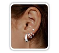 Small 14K Gold Plated Chunky Hoop Earrings for Women Hypoallergenic Silver Earrings Studs Set for Sensitive Ears Non Tarnish Huggie Hoops Earring Stacks for Multiple Piercing Jewelry Lightweight, 12