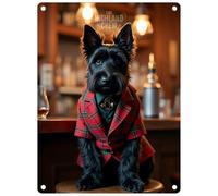 Small (150 x 200mm) Metal Sign - The Highland Crew - Scottie Dog Tartan