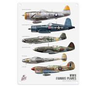 Small (150 x 200mm) Metal Sign - WWII Famous Fighter Planes II
