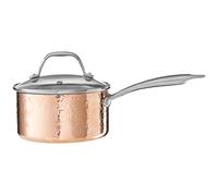 Small 16cm Hammered Finish Saucepan With Lid, Copper Coated Stainless Steel Cookware, Saucepan For Daily Use Premier Housewares Gold One Size
