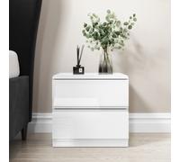 Small 2 Drawer Bedside Table in White Gloss - Lyra