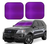 Small 2 Piece Windshield Sun Shade - Foldable Sun Shield Solid Color Dark Purple Print Heat Protector for Front Window, for Auto