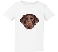 (Small / 2T / 1-2 YO) Cute Brown Labrador Dog Head White Kids Boys Girls T Shirt Tee Top