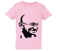 (Small / 2T / 1-2 YO) Mahatma Gandhi Hindi Indian Hero Light Pink T-ShirtTee Top Baby Toddler Boy Girl