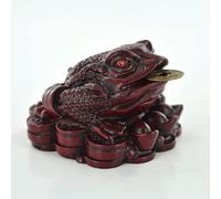 Small 3 Legged Red Resin Money Toad Lucky Ornament Feng Shui