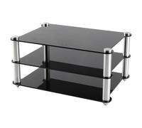 Small 3 Tier Acrylic Ma Stand Transparent o Rack Tower Record Player Console Cabinet AV Shelving Unit Ste Ma Sto Tower for Corner Entertainment (Black)