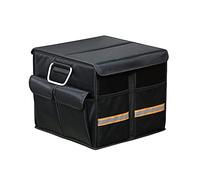 Small 35cm 36L Car Trunk Organizer Boot Bag Collapsible Trunk Organizer & Lid, Handles Reflective Strip for Auto, SUV, Truck, Minivan, Essential Car Accessories Black (S (13.8x13.8x11.8in))