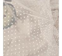 Small 3mm Polka Dot Fabric Power Mesh Flocked - 150cm x 1 Meter - Ethically Produced, Luxury Standard, Soft, Lightweight & Perfect for Sewing, Crafts & Veils & Dresses. (White)