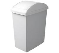 Small 4 Gallon(15 L) Trash Cans With Lid, Swing Top Waste Bin For Bathroom, Office, And Kitchen, White Plastic, Space-Saving Design