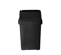 Small 8 Litre Kitchen Bin with Swing Lid - Compact Plastic Flip Top Rubbish Waste Bin for Home, Office, Bathroom or Under Counter - Strong & Durable Mini Trash Bin for Everyday Use (Midnight Black)