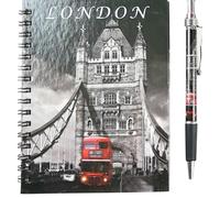Small A6 Notebook with the same design Pen, 100 Pages, 90 gsm Paper, Tower Bridge, U.K. Souvenir, Great Gift for Friends and Families