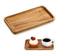Small Acacia Wood Serving Trays, 4 x 7.5 inch Rectangle Wooden Trays Mini Charcuterie Boards Natural Wood Boards Small Cheese Board for Tea Coffee Kitchen