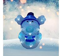 Small Acrylic Christmas Reindeer Light White LEDs Blue Bobble Hat & Scarf 24cm