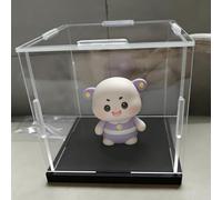 Small Acrylic Display Case for Figurine, Transparent Square Plastic Boxes for Display, Home Storage Organizing Showcase Dustproof(Black Base,15x15x35cm)