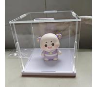 Small Acrylic Display Case for Figurine, Transparent Square Plastic Boxes for Display, Home Storage Organizing Showcase Dustproof(White Base,30x30x50cm)