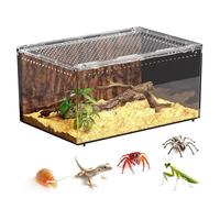 Small Acrylic Mygal Terrarium with Magnetic Button, Thick Cage for Spiders Isopods, Reptiles, Lizards, Young Mygals, Clear Acrylic Vivarium for Reptiles, Spiders, G