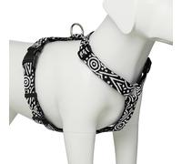 Small Adjustable No Pull Dog Harness for Small Breed Dogs and Puppies | Lightweight Nylon Dog Harness | Black and White Geometric Print Walking and Training Vest (Black, Small)