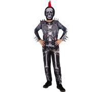 Punk Skeleton Costume Kids Halloween Fancy Dress Outfit Boys Girls